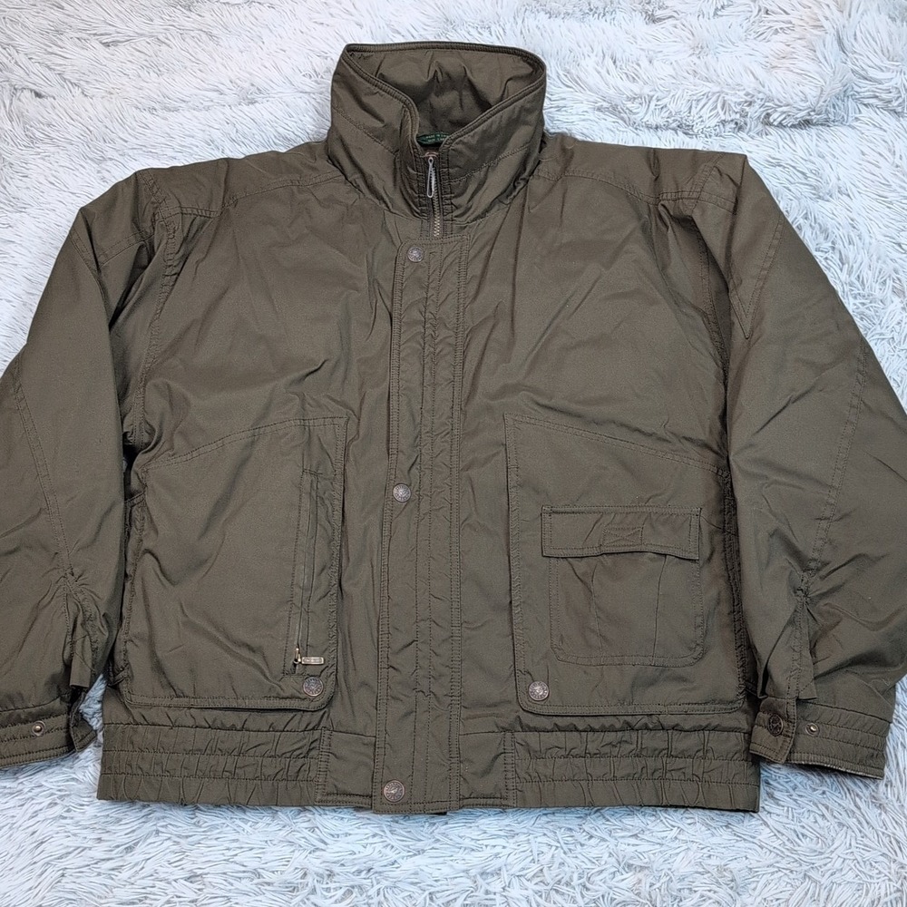 Vintage Field N' Forest Jacket Mens L Green Down Coat Removable Liner Pockets